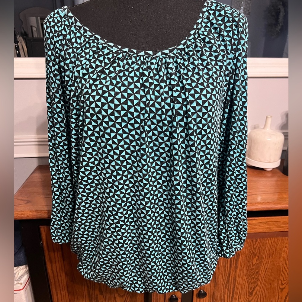 Michael Kors Geometric Black and Green Women's Top